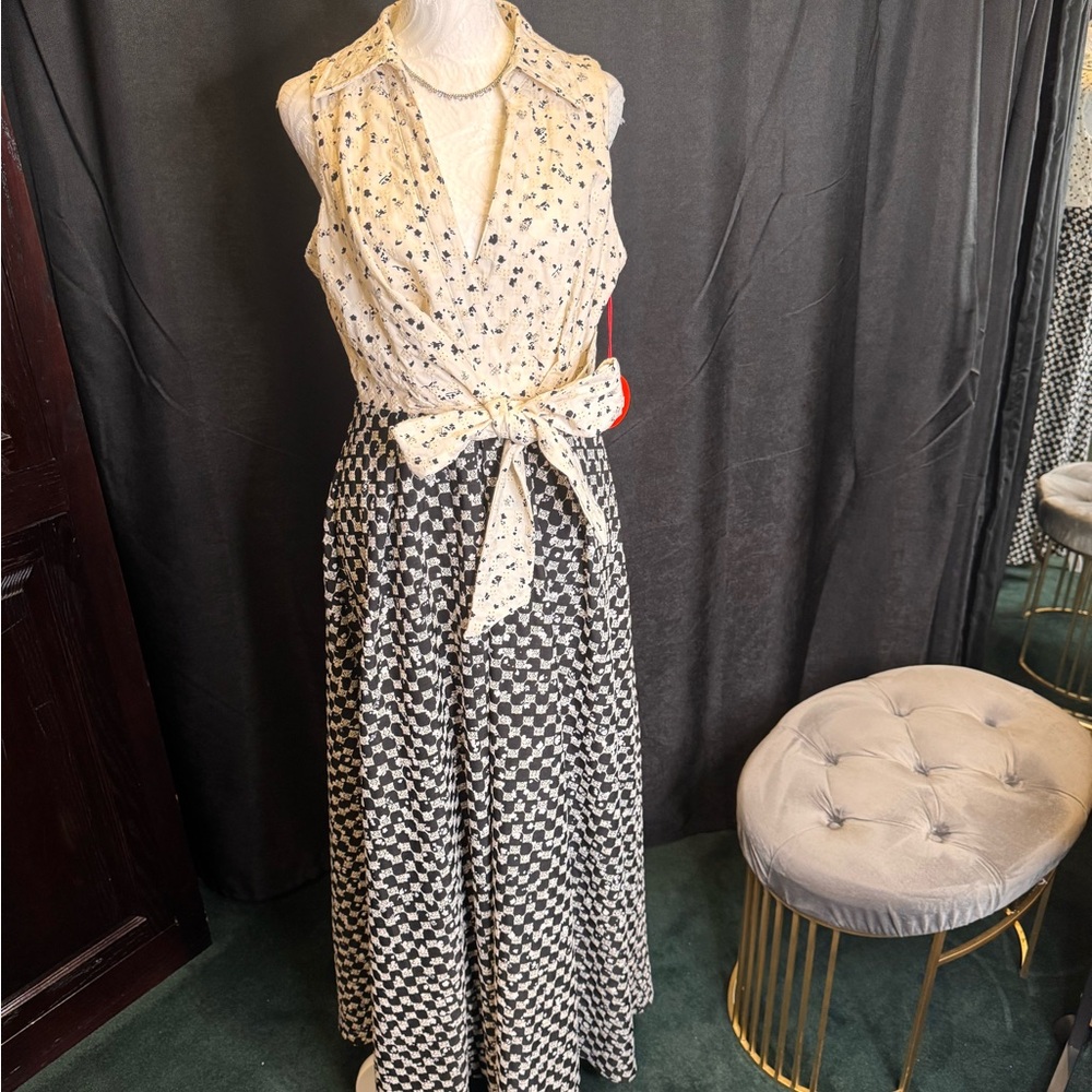 Eva Franco Black and White Patterned Maxi Dress